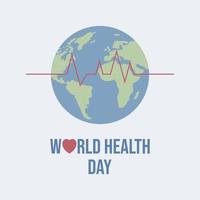 La journée mondiale de la santé est une journée mondiale de sensibilisation à la santé célébrée chaque année le 7 avril. conception d'illustration de santé vectorielle moderne avec globe et stéthoscope. vecteur