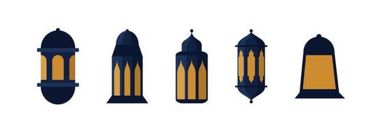 ensemble d'éléments de lanterne islamique. pour ramadan kareem, objet musical et décoration eid mubarak. illustration vectorielle. vecteur
