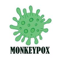 illustration vectorielle du nouveau virus monkeypox 2022 dans un style plat simple avec un nom isolé sur fond blanc. molécule virale de la maladie de la variole du singe. vecteur