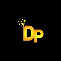 création de logo lettre d'or dp avec plusieurs étoiles pour votre entreprise ou votre entreprise. vecteur