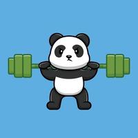 illustration d'icône vectorielle de dessin animé d'haltères en bambou de levage de panda mignon. concept d'icône de sport animal isolé vecteur premium.