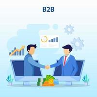 concept de marketing interentreprises, solution b2b, deux partenaires commerciaux se serrant la main. vecteur
