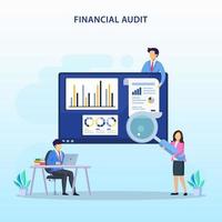 notion d'audit financier. calcul de gestion, comptabilité financière ou service fiscal d'audit. illustration vectorielle vecteur