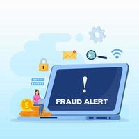 concept vectoriel d'alerte à la fraude, d'attaque de pirate et de sécurité Web