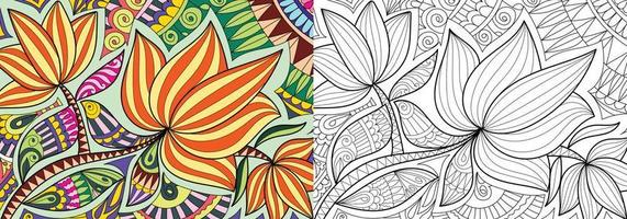 illustration de page de livre de coloriage floral décoratif pour adultes