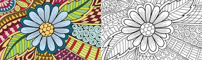 illustration de page de livre de coloriage de style henné floral décoratif pour adultes