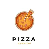tranche de pizza hawaïenne logo illustration vecteur