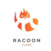 logo d'illustration abstraite de raton laveur de feu vecteur