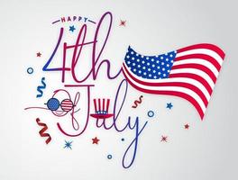 joyeux 4 juillet usa, amérique typographie texte police calligraphie symbole logo vecteur conception