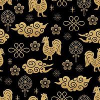 modèle sans couture de coq de signes du zodiaque traditionnel chinois. ornement oriental vecteur