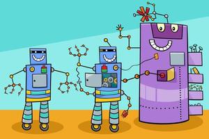 personnages de science-fiction de robots de dessin animé vecteur