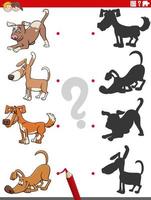 jeu d'ombre éducatif avec des chiens de dessin animé amusants vecteur