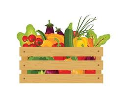 boîte en bois avec des légumes vecteur