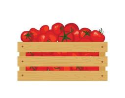 boîte en bois avec des tomates vecteur