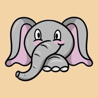 personnage d'éléphant, mignon petit éléphant souriant, émotions d'éléphant de dessin animé, illustration vectorielle sur fond beige vecteur