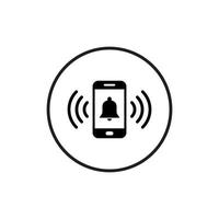 icône de cloche qui sonne sur l'écran du smartphone. vecteur de symbole de signe de notification