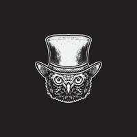 hibou avec dessin de chapeau magique vecteur