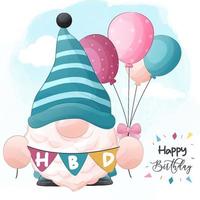 illustration de gnome d'anniversaire mignon vecteur