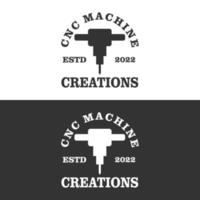 logo de machine cnc, création 3d pour entreprise de fabrication vecteur