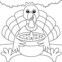 coloriage de dinde de thanksgiving tenant une tarte vecteur