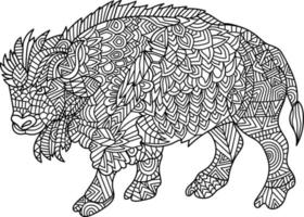 coloriages de mandala de bisons pour adultes vecteur