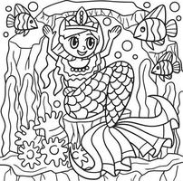 coloriage de la princesse de la couronne de la sirène pour les enfants vecteur