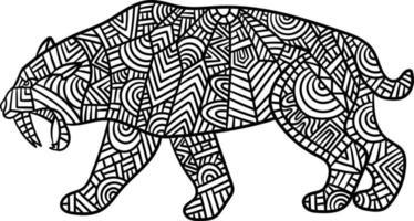 smilodon mandala coloriages pour adultes vecteur