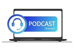podcast ou logo radio. symbole de dégradé et bouton de diffusion en direct. vecteur