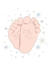 ligne d'art de pieds de bébé mignon avec des étoiles colorées en arrière-plan vecteur