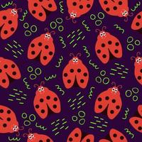 modèle sans couture avec coccinelle de dessin animé mignon. vecteur