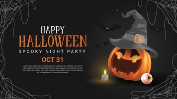 Joyeux Halloween. illustration vectorielle d'halloween avec des citrouilles d'halloween et des éléments d'halloween. vecteur