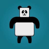 mascotte de panda mignon retangle de vecteur d'illustration