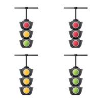 ensemble de feux de signalisation de couleur rouge, jaune et verte, design plat et vecteur d'icône de feu de signalisation.