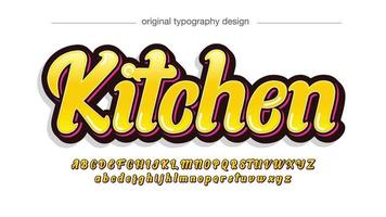 typographie arrondie cursive mignonne en gras jaune vecteur