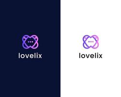 amour avec le modèle de conception de logo moderne de chat vecteur