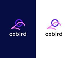 lettre o avec modèle de conception de logo créatif oiseau vecteur