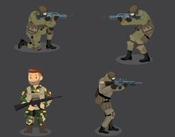 icône de soldat de l'armée croquis de dessin animé plat geste de tir