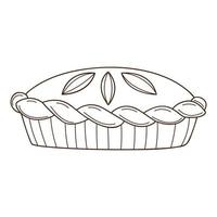 gâteau maison prêt à l'emploi. cuisson, nourriture. élément de conception avec contour. griffonnage, dessiné à la main. illustration vectorielle noir blanc. isolé sur fond blanc vecteur