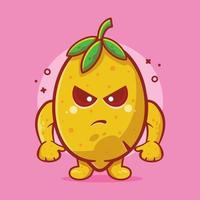 mascotte de personnage de citron en colère dessin animé isolé dans un style plat. excellente ressource pour icône, symbole, logo, autocollant, bannière. vecteur