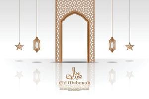 modèle eid mubarak avec ornement et cadre réaliste simple vecteur