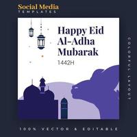 conception de publication de médias sociaux eid al adha. un bon modèle pour la publicité sur les réseaux sociaux. parfait pour les messages de vente sur les réseaux sociaux et les bannières publicitaires sur Internet. vecteur