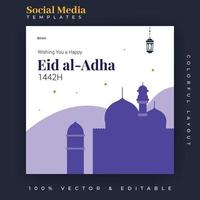 conception de publication de médias sociaux eid al adha. un bon modèle pour la publicité sur les réseaux sociaux. parfait pour les messages de vente sur les réseaux sociaux et les bannières publicitaires sur Internet. vecteur