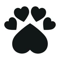 logo de patte de chien en forme de coeur vecteur