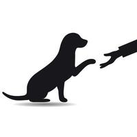 illustration un chien tend la patte à un homme vecteur