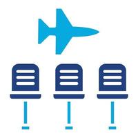 icône de deux couleurs de glyphe de salle d'attente d'aéroport vecteur