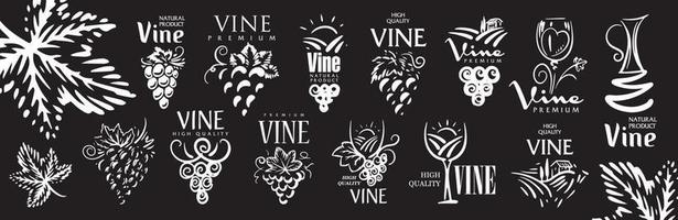 ensemble vectoriel de logos dessinés à la main pour le vin