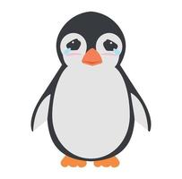 illustration de dessin animé mignon pingouin qui pleure vecteur