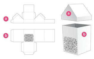grande boîte au pochoir et modèle découpé à l'emporte-pièce en forme de couverture en forme de maison vecteur