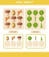combien de légumes de dessin animé. jeu de comptage. jeu éducatif pour les enfants d'âge préscolaire et les tout-petits vecteur