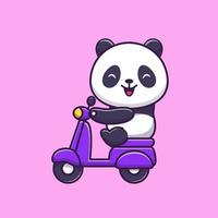 illustration d'icône vectorielle de dessin animé de scooter de panda mignon. concept d'icône de transport d'animaux isolé vecteur premium. style de dessin animé plat